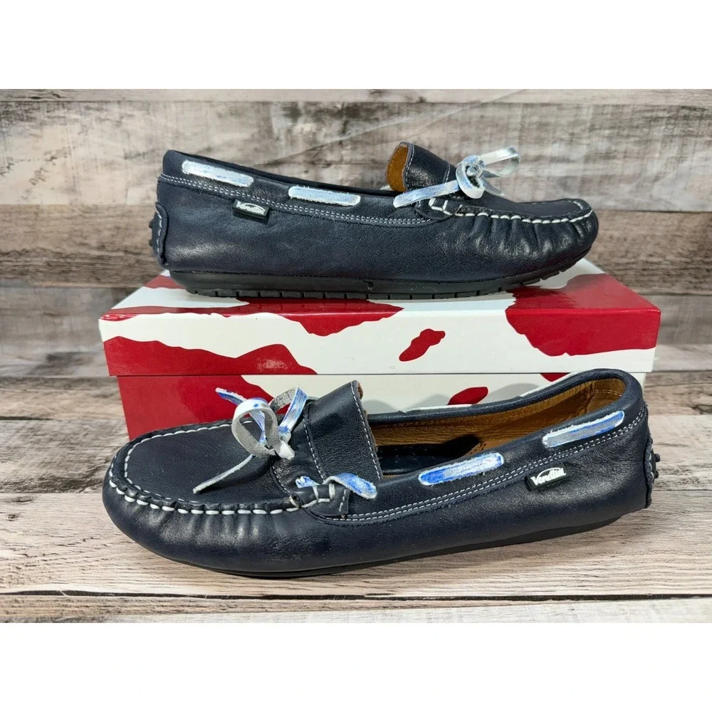 Venettini 55 Morgan Women Boat‎ shoes Navy Shine Leather Size 35